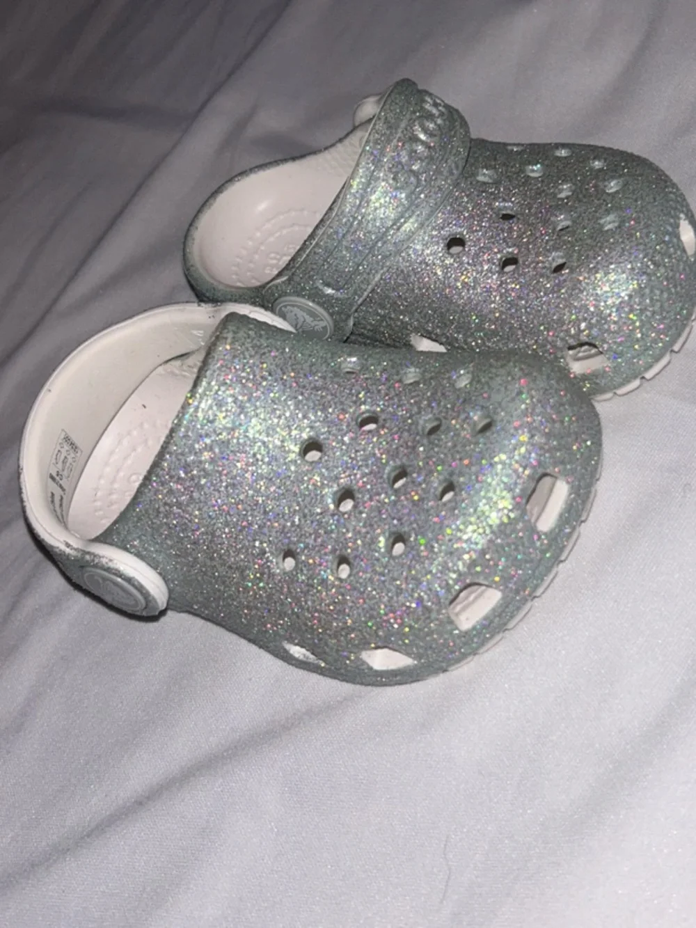 CROCS Kids Glitter Clogs in Silver